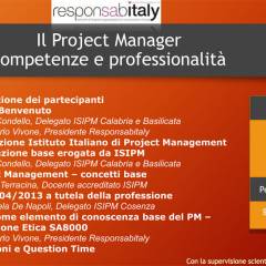 Responsabitaly presenta il Workshop - Il Project Manager, competenze e professionalità