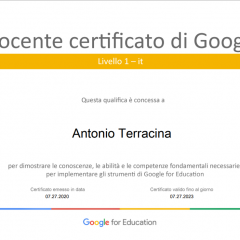 Docente certificato Google Livello 1